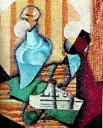 Juan Gris flaska och glas oil painting on canvas